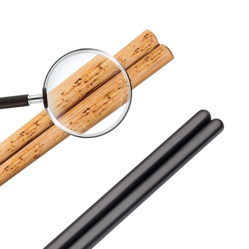 SHARECOOK Stainless Steel Chopsticks, 9.45 Inches, Reusable (5 Pairs, Black) - Image 3